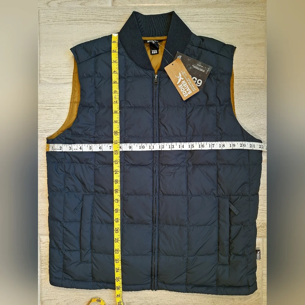 Eddie Bauer Men's Blue Shaw 650 Fill Quilted Down Vest - Size Medium Cozy Puffer